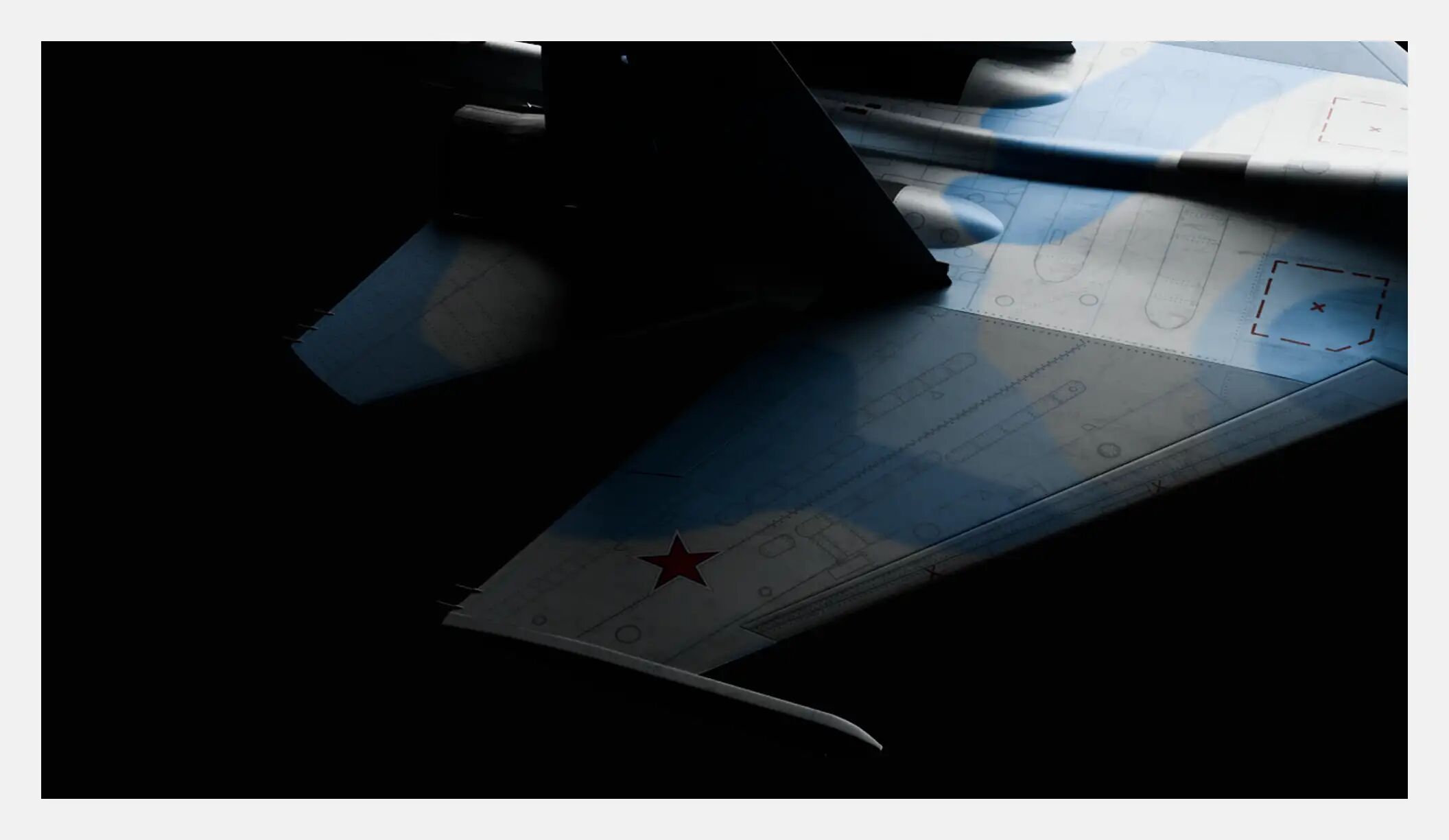 фотография самолета на черном фоне, вид сбоку, крупный план крыла и двигателей