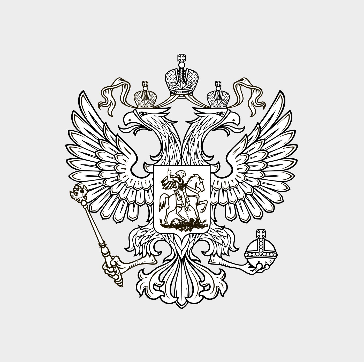 Герб россии контурный рисунок
